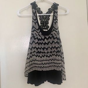 LUSH black/gray crochet racerback - double layer